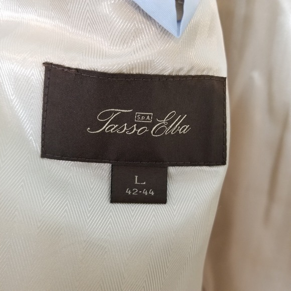 Tasso Elba Men Linen Blazer 42 - 44 Pants 36 x 32 Suit 2 Pc Beige Summer Preppy - Picture 4 of 10